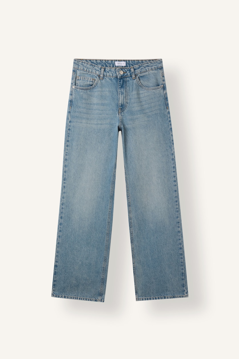 FEMME BLEU Clair Jean large taille haute Coupe droite