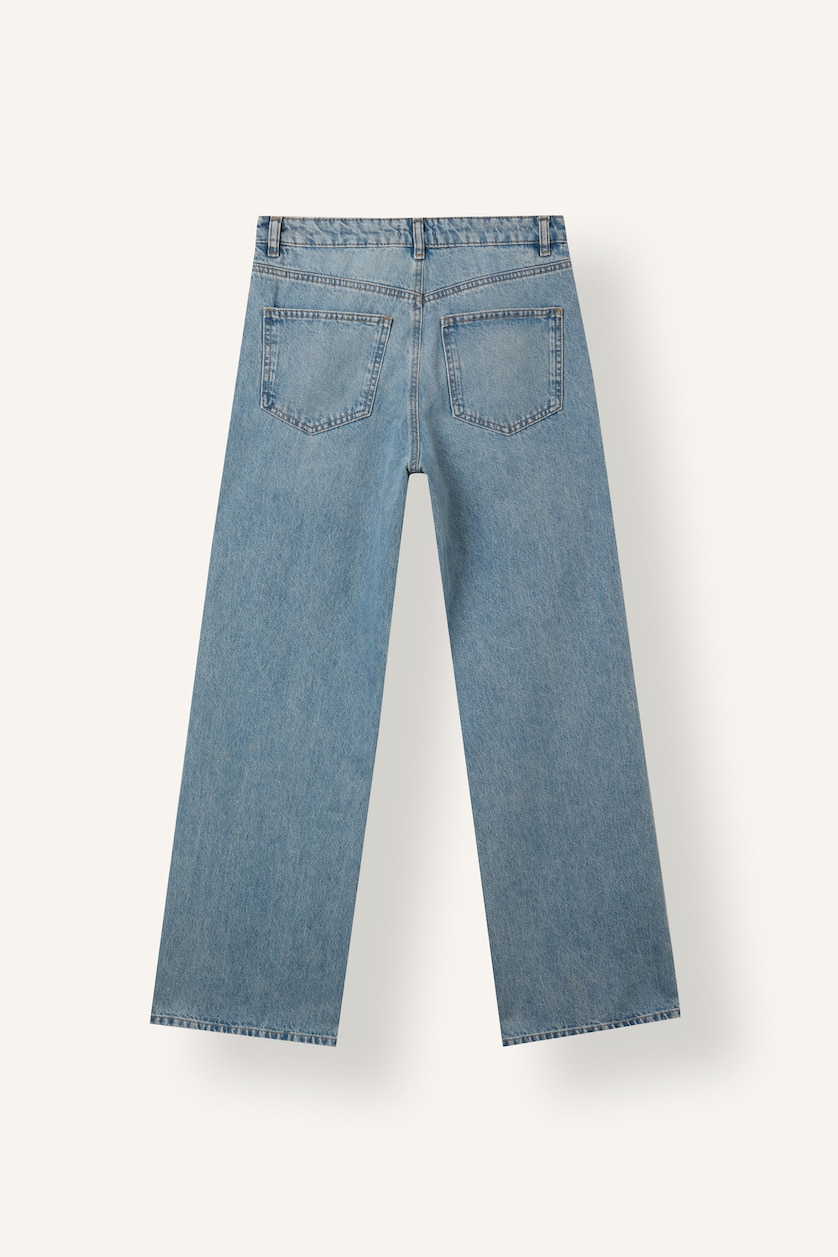 FEMME BLEU Clair Jean large taille haute Coupe droite