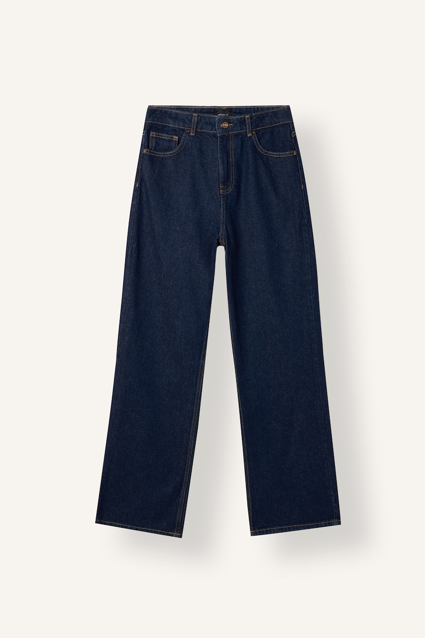 FEMME Bleu Foncé Jean 90's large à taille haute Coupe droite