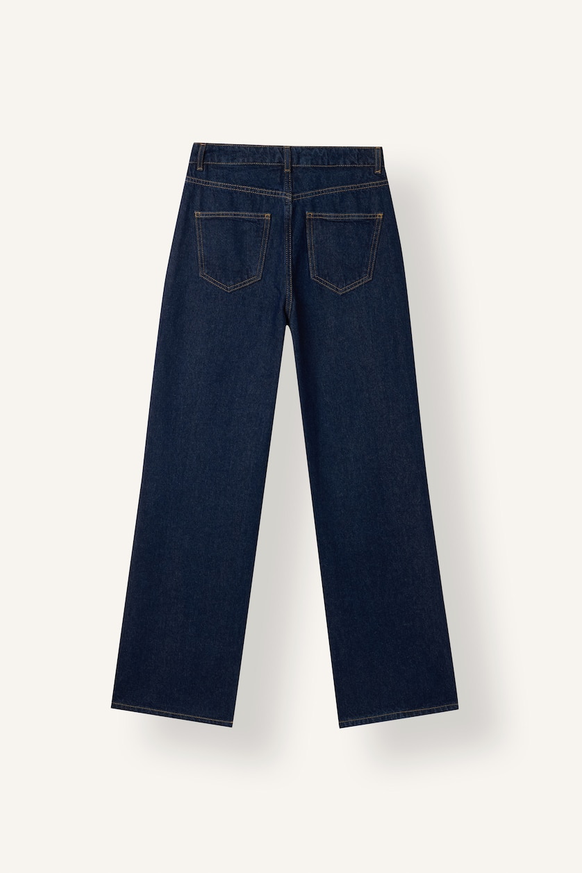 FEMME Bleu Foncé Jean 90's large à taille haute Coupe droite