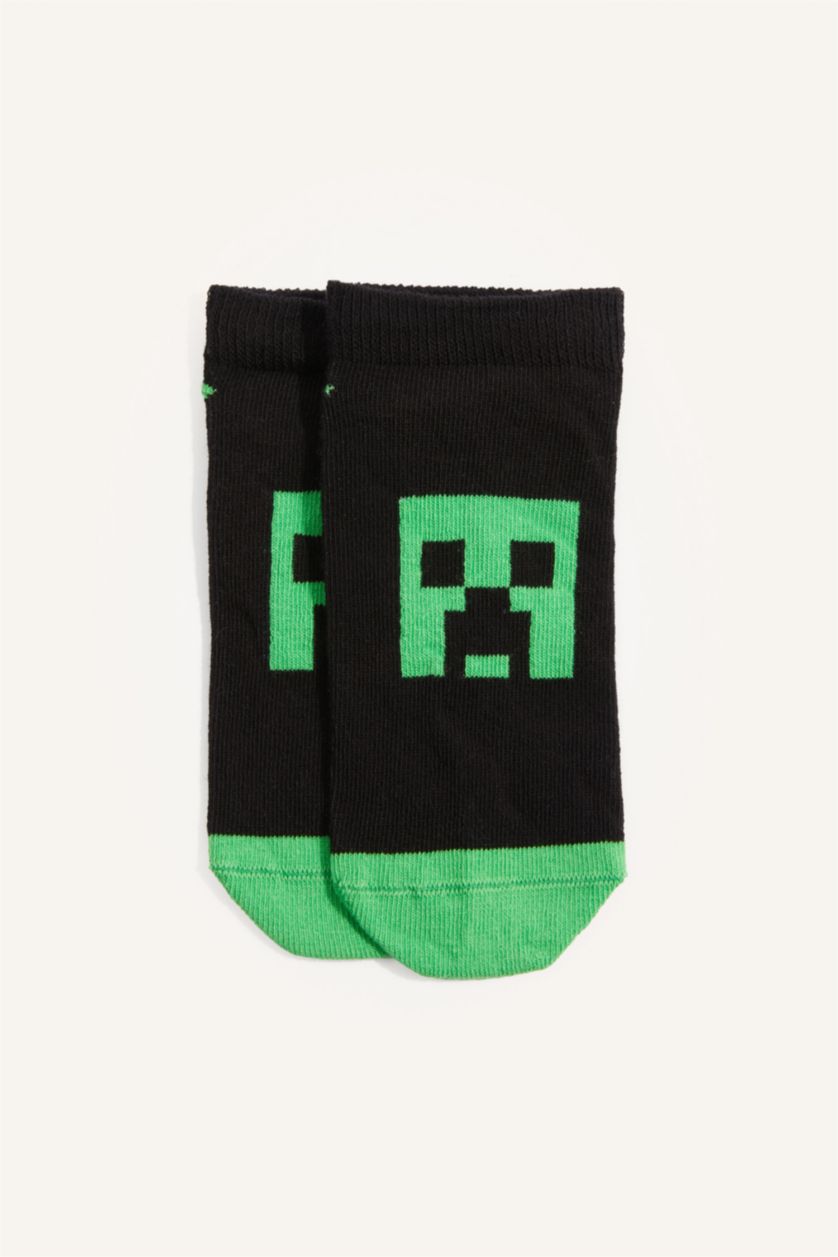 Erkek Çocuk - Genç Erkek Karma Minecraft Lisanslı Pamuklu 3'Lü Patik Çorap Erkek Çocuk