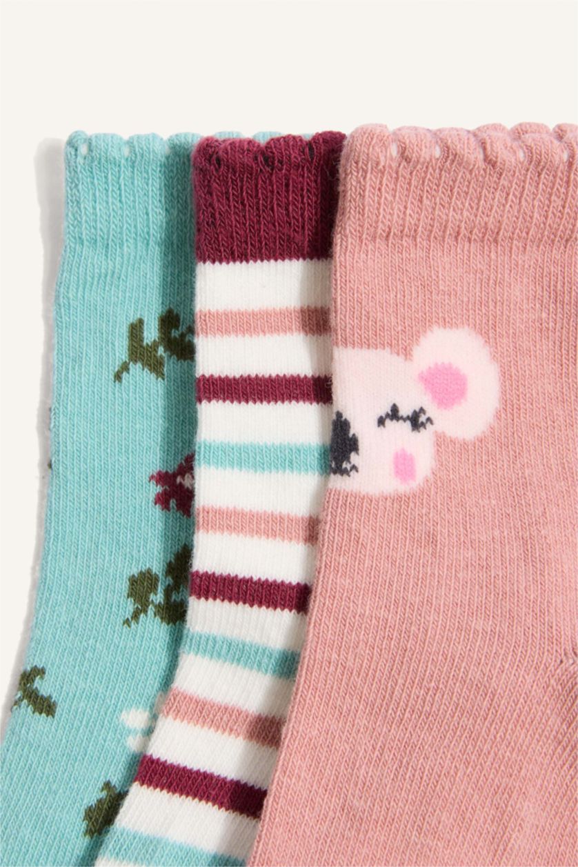 Kız Bebek Karma Pamuklu 3'Lü Çorap Kız Bebek