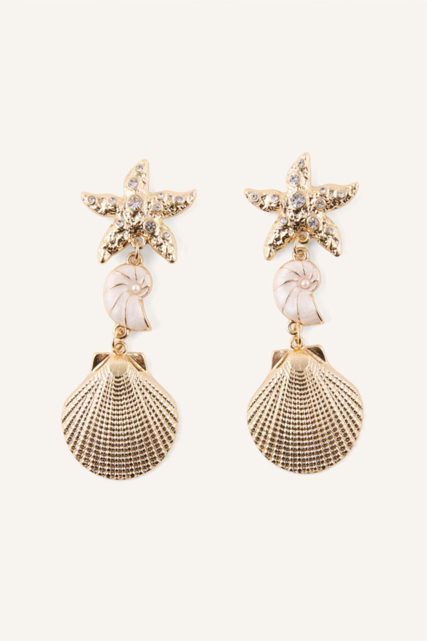 Women Altın Woman Sea Themed Earrings