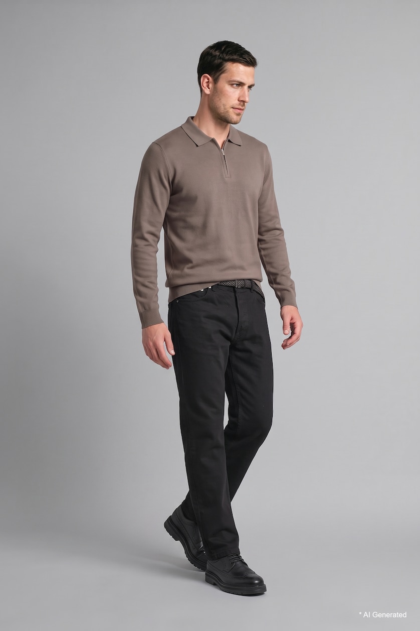 Man Light Brown Standard Fit Knitwear Pullover