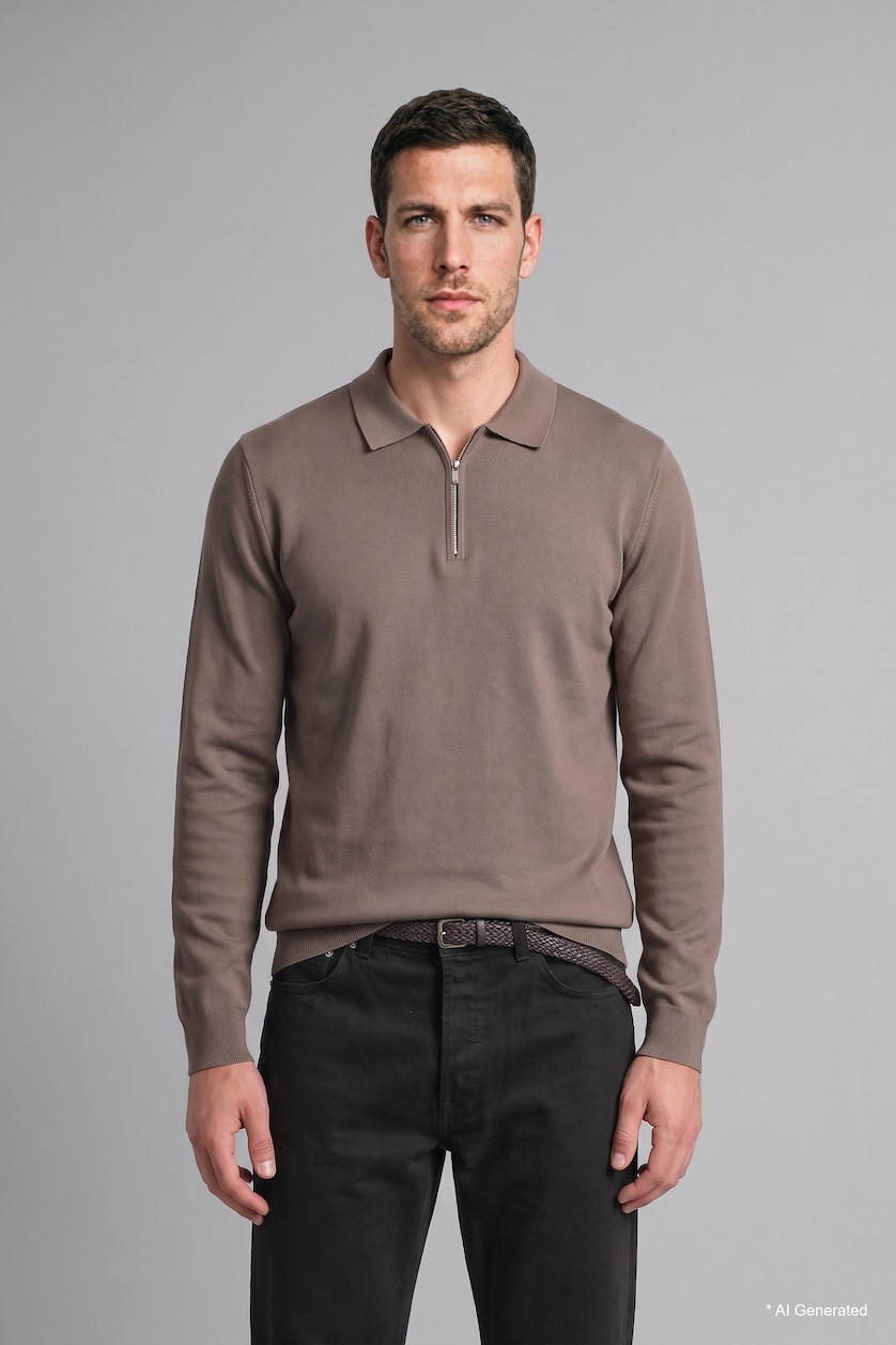 Man Light Brown Standard Fit Knitwear Pullover
