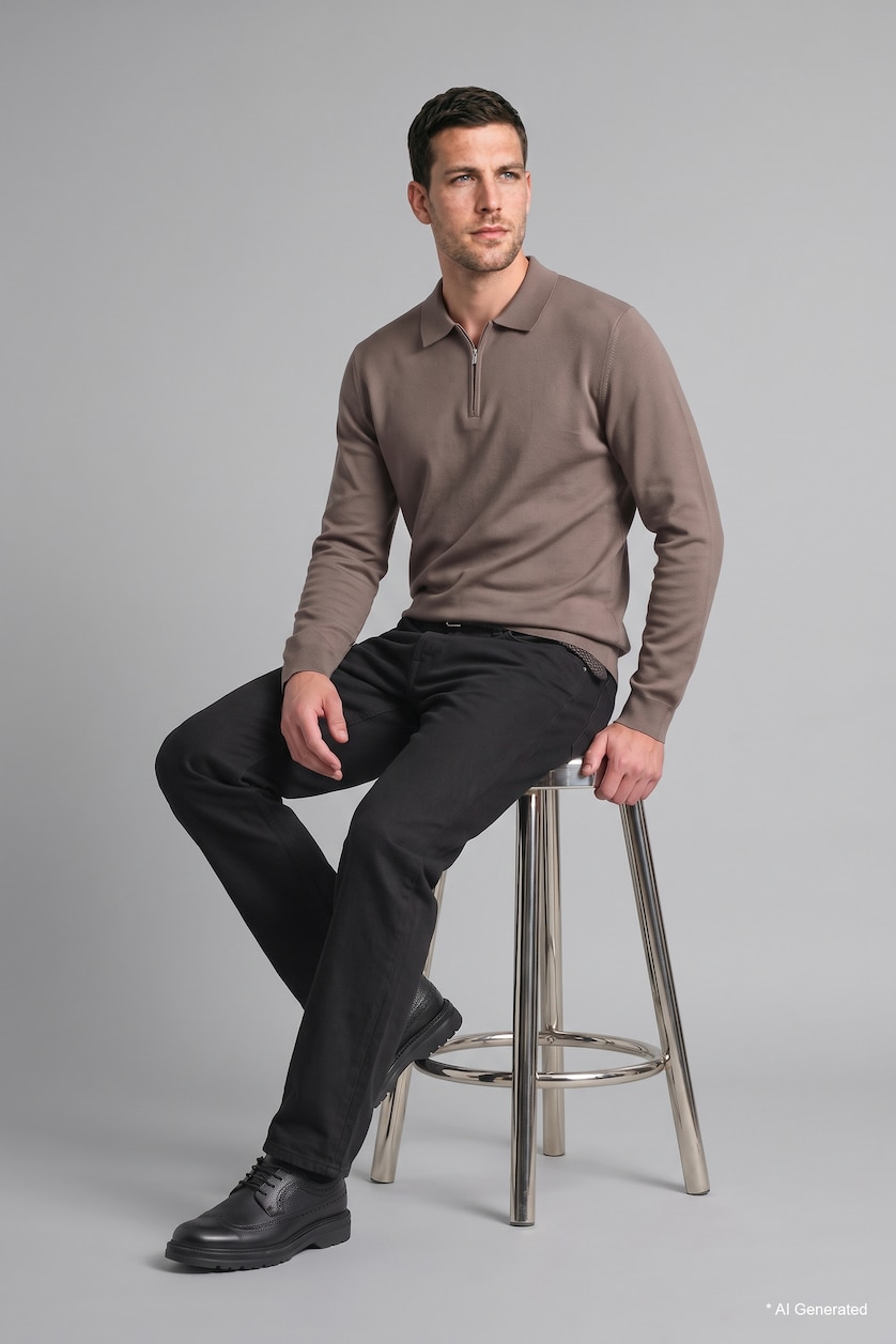 Man Light Brown Standard Fit Knitwear Pullover