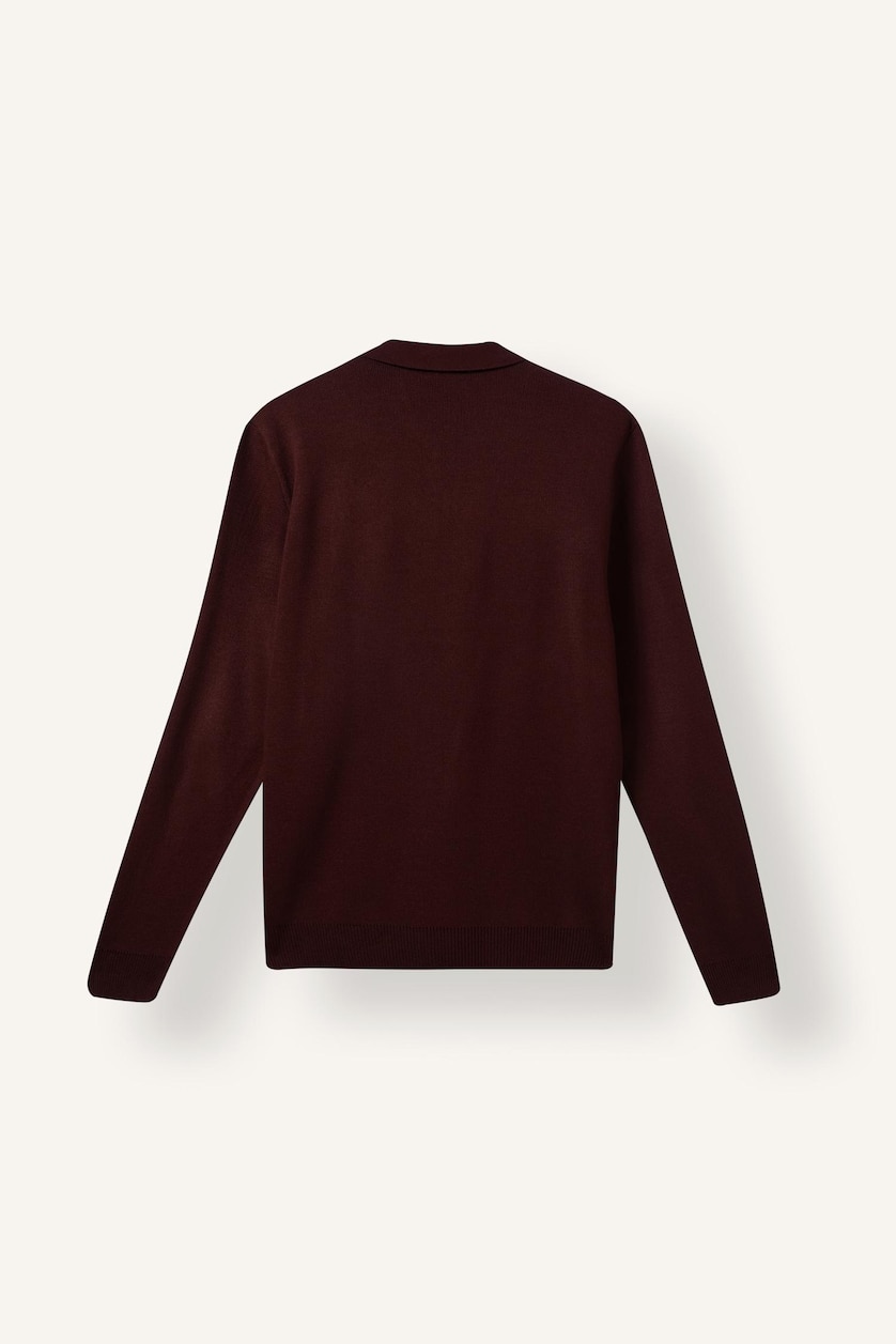 Erkek Bordo Standart Fit Polo Yaka Triko Basic Kazak