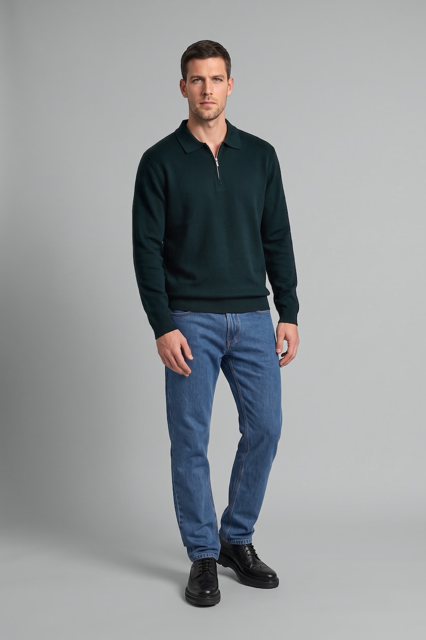 Men Dark Green Standard Fit Knitwear Pullover