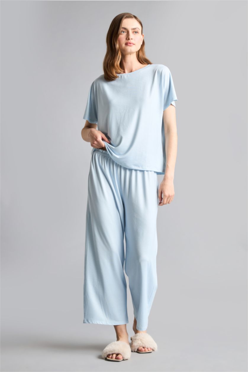 Kadın Açık Mavi Regular Fıt 2'li Softshell Pijama Takım
