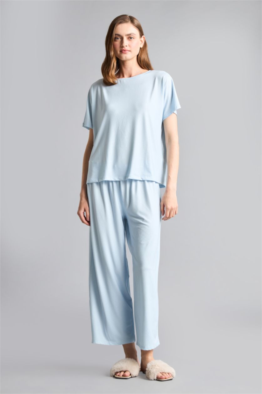 Kadın Açık Mavi Regular Fıt 2'li Softshell Pijama Takım