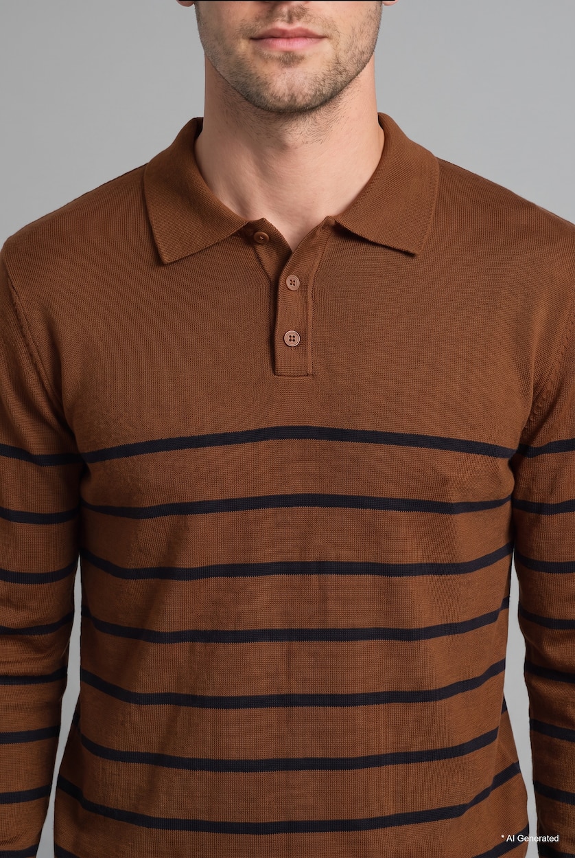 Men Camel Standard Fit Knitwear Pullover