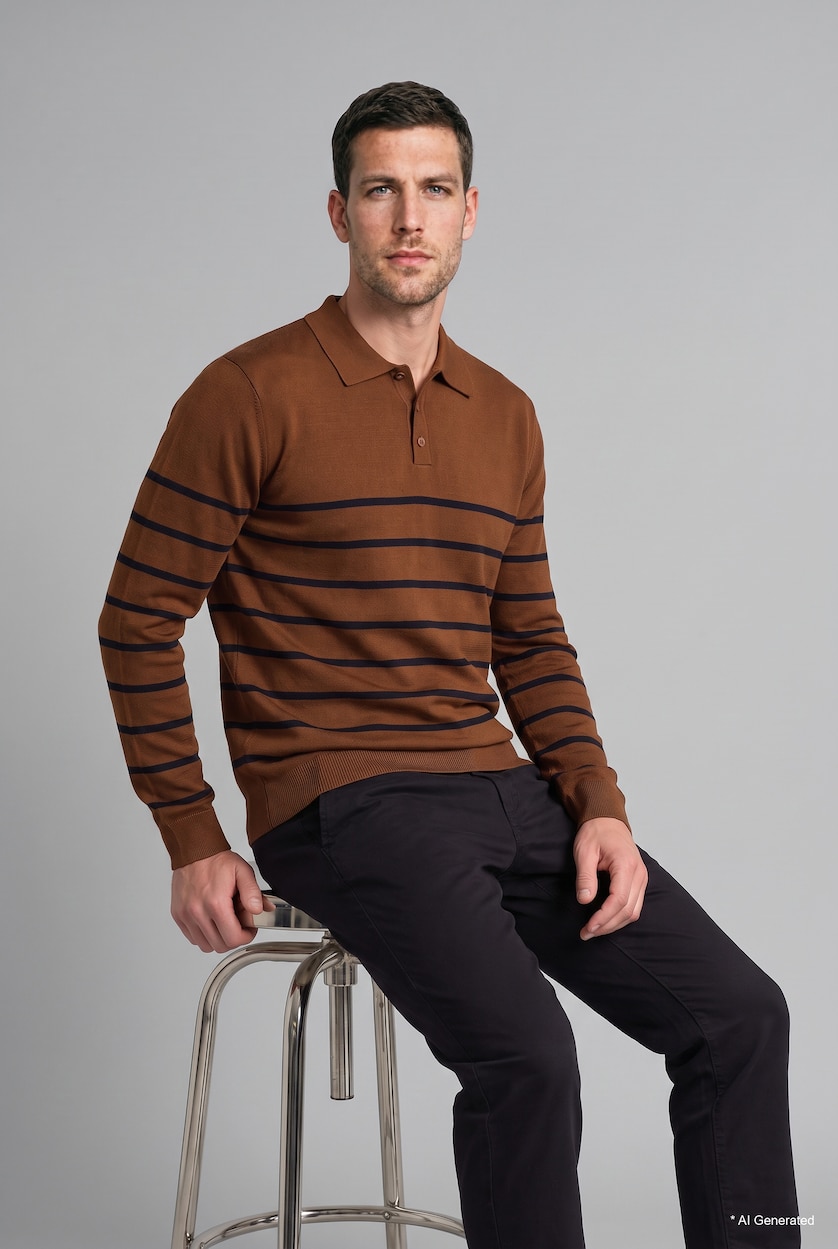 Men Camel Standard Fit Knitwear Pullover