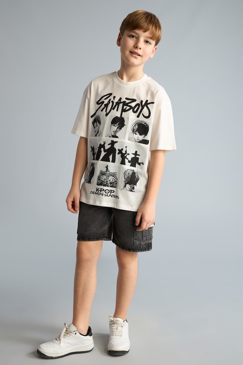 Young Boys - Teen Boys Ecru Oversize Fit Short Sleeve T-Shirt