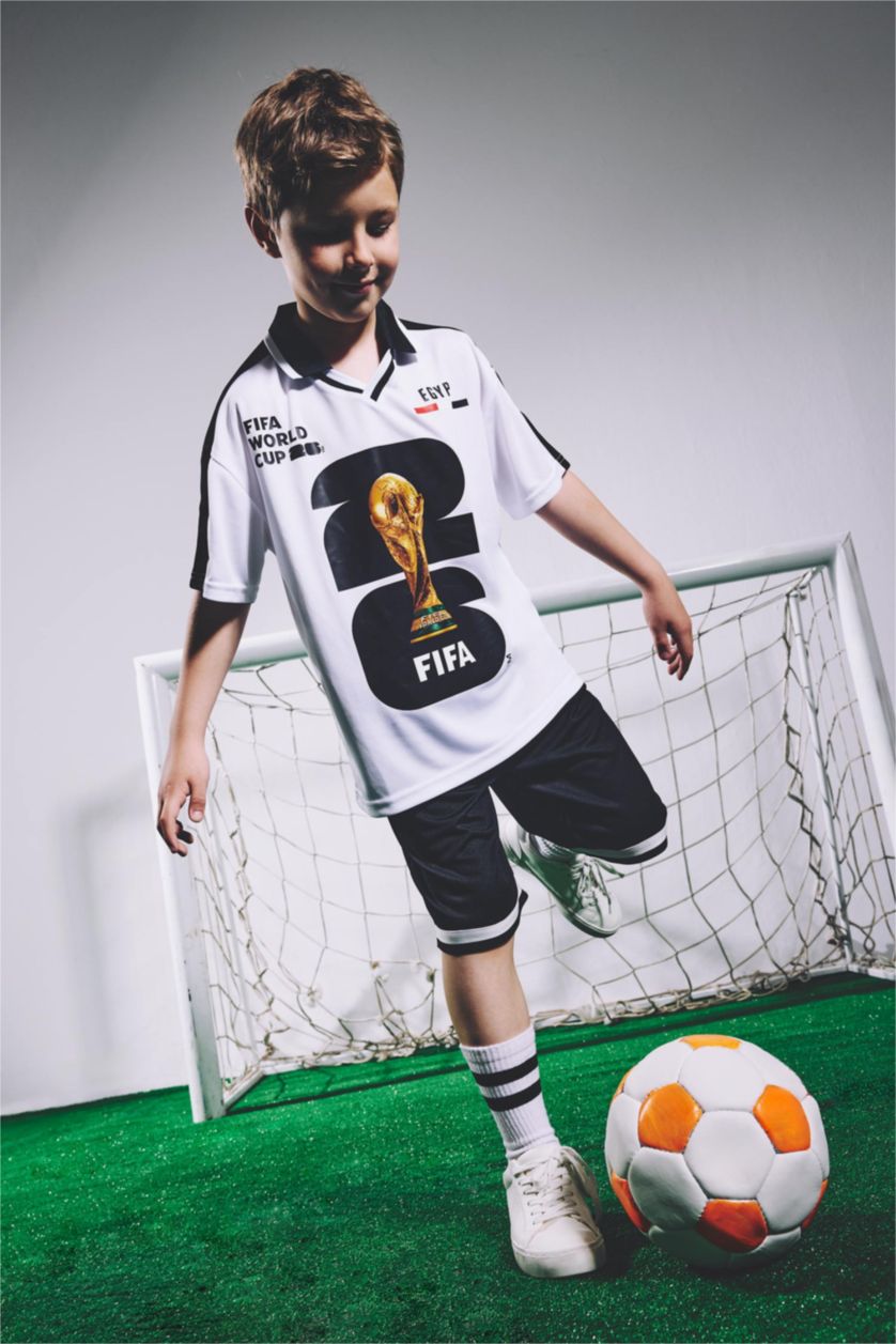 BOYS & TEENS White Boy FIFA World Cup New Regular Fit Mesh Jersey Fabric T-Shirt