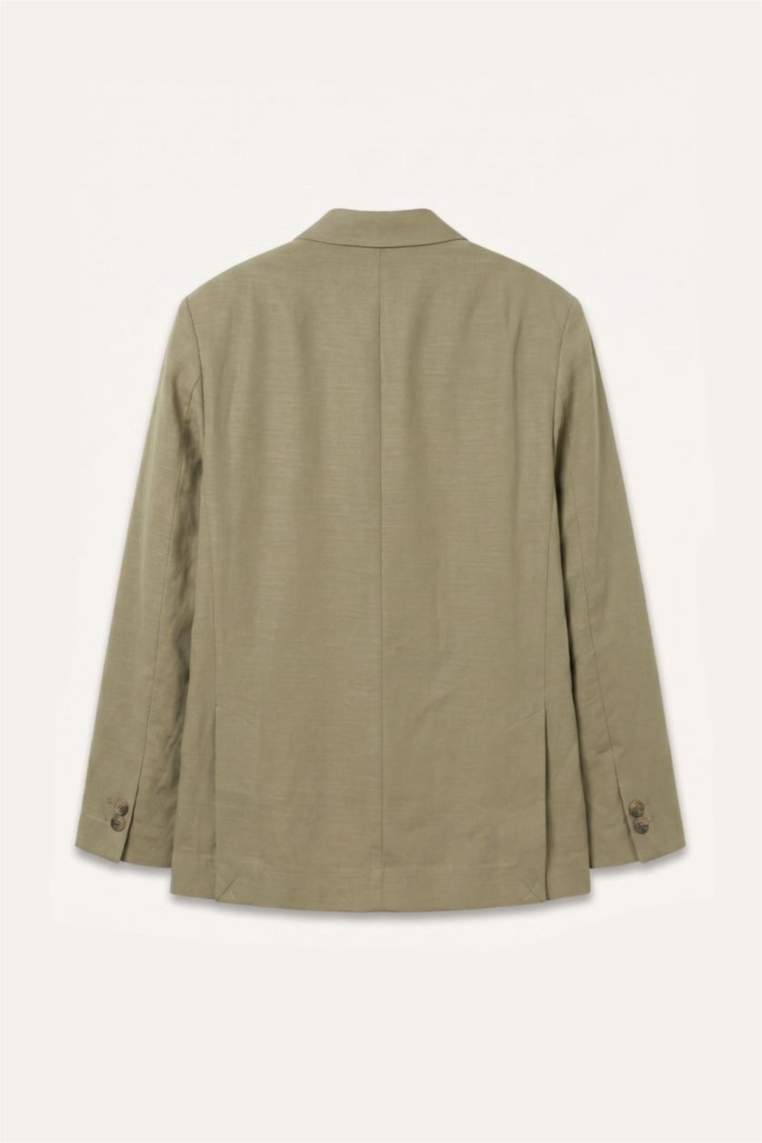 Men Light Khaki Regular Fit Linen Look Blazer