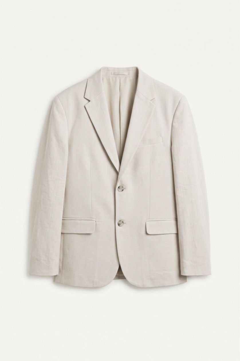 Men Stone Regular Fit Linen Look Blazer