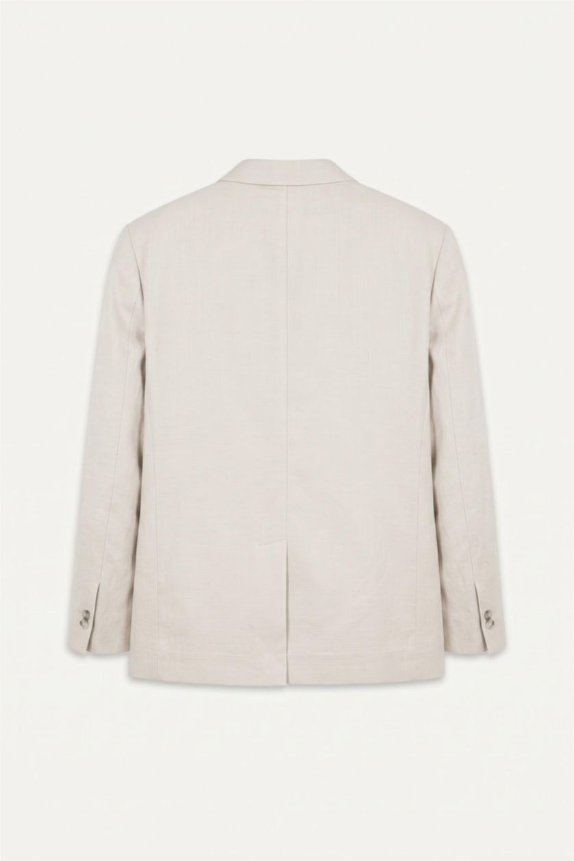 Men Stone Regular Fit Linen Look Blazer