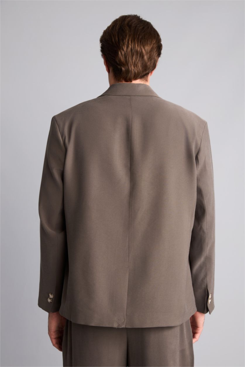 Erkek Koyu Haki Oversize Tencel Blazer Ceket