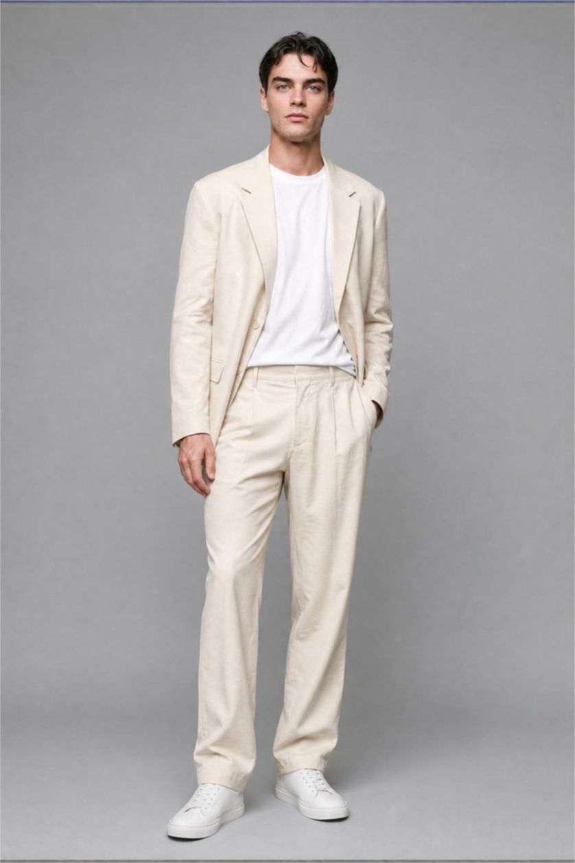 Men Ecru Oversize Fit Sensual Blazer