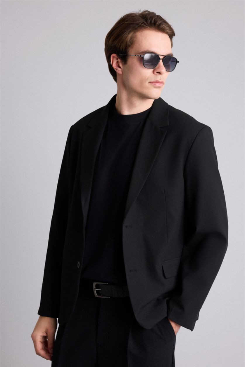 Erkek Siyah Regular Fit Blazer Ceket