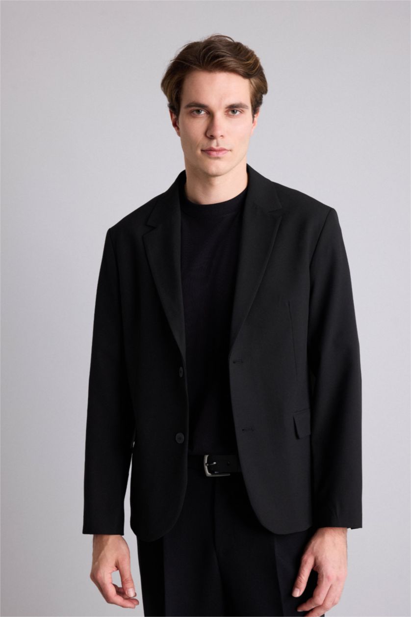 Erkek Siyah Regular Fit Blazer Ceket