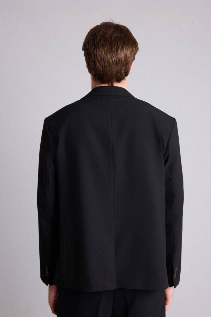 Erkek Siyah Regular Fit Blazer Ceket