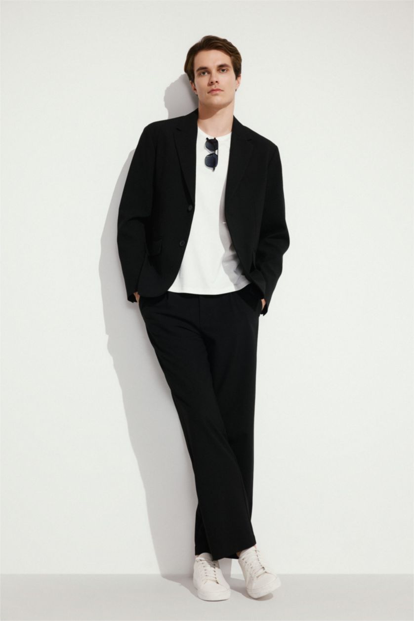 Men Black Straight Fit Trousers