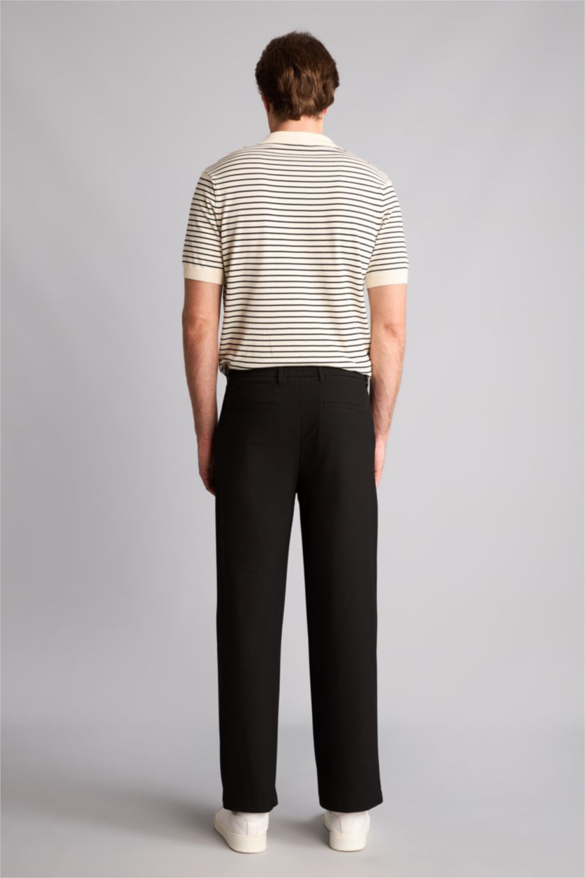 رجال أسود Straight Fit Trousers