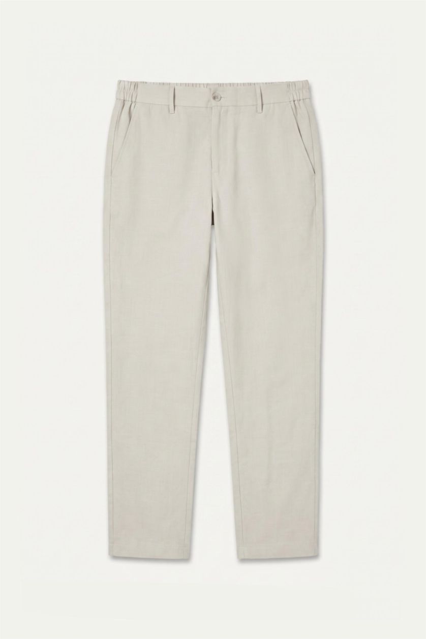 رجال اللون الحجري Regular Fit Trousers