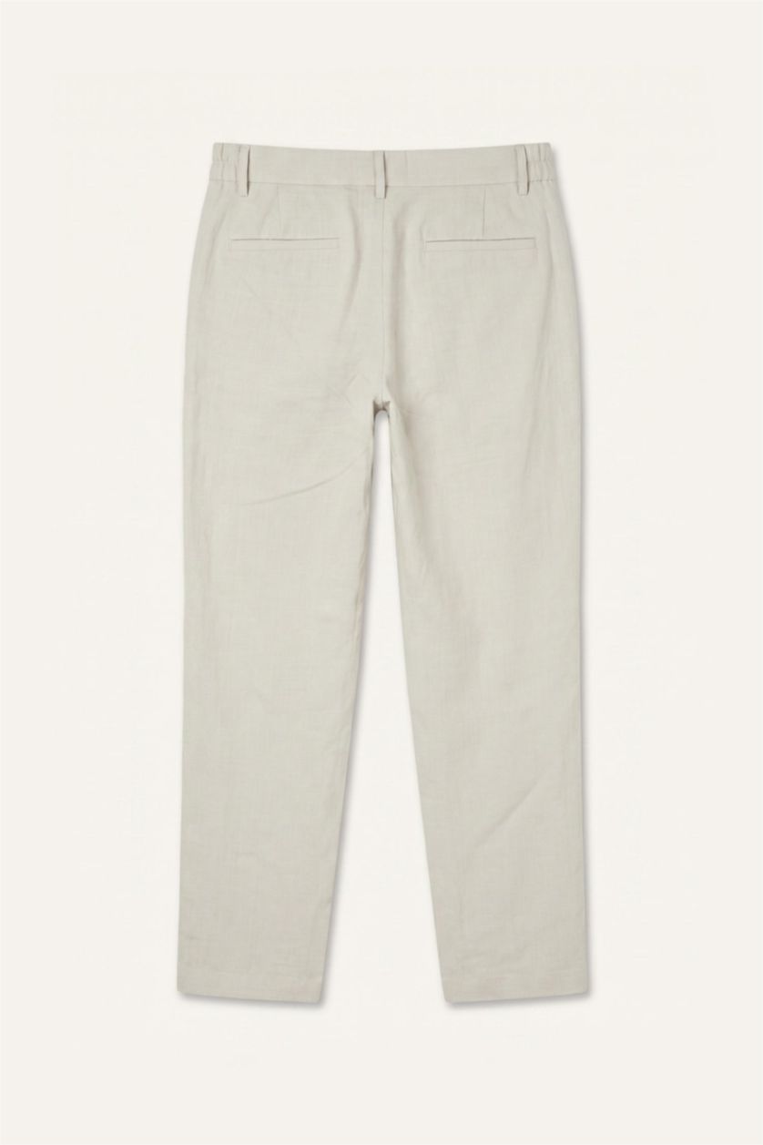 رجال اللون الحجري Regular Fit Trousers