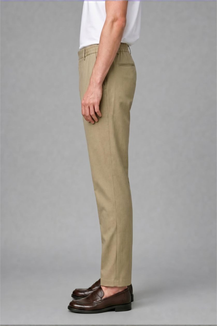 Men Light Khaki Regular Fit Trousers