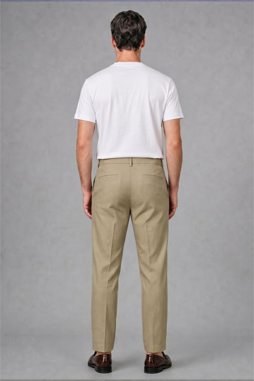 Men Light Khaki Regular Fit Trousers