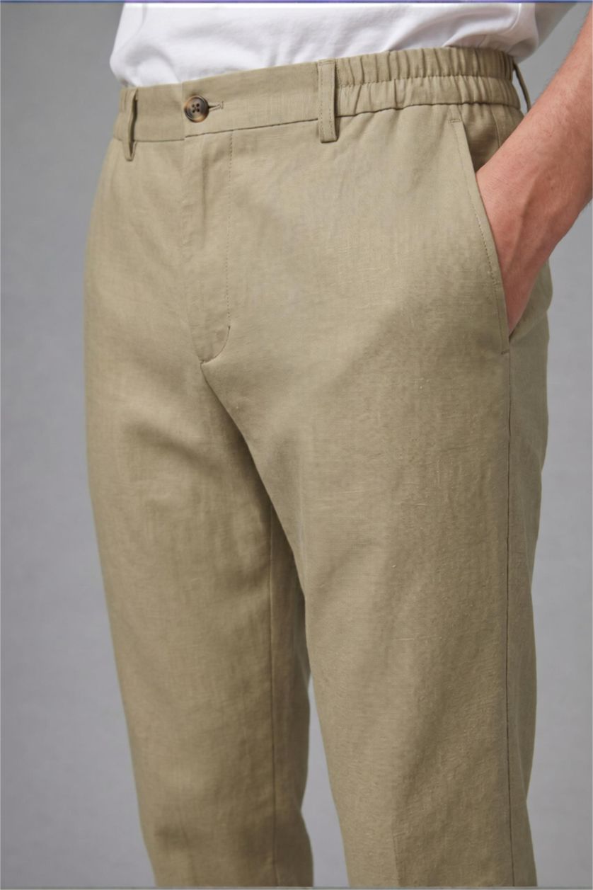 Men Light Khaki Regular Fit Trousers