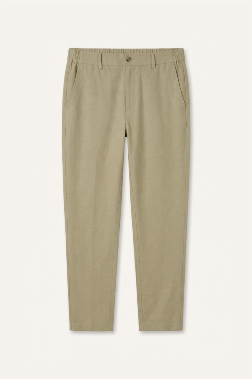 Men Light Khaki Regular Fit Trousers