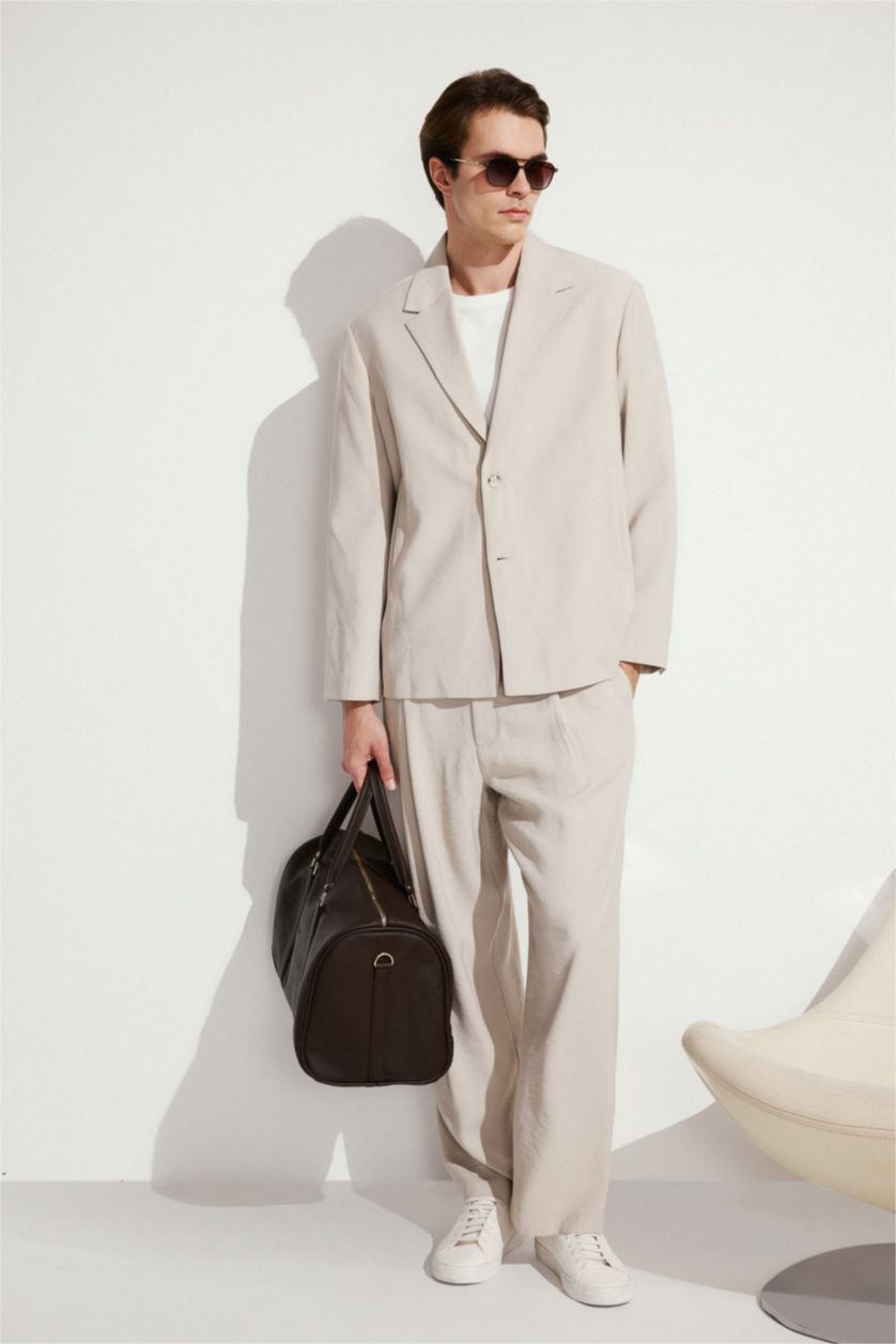 Men Stone Wide Leg Trousers