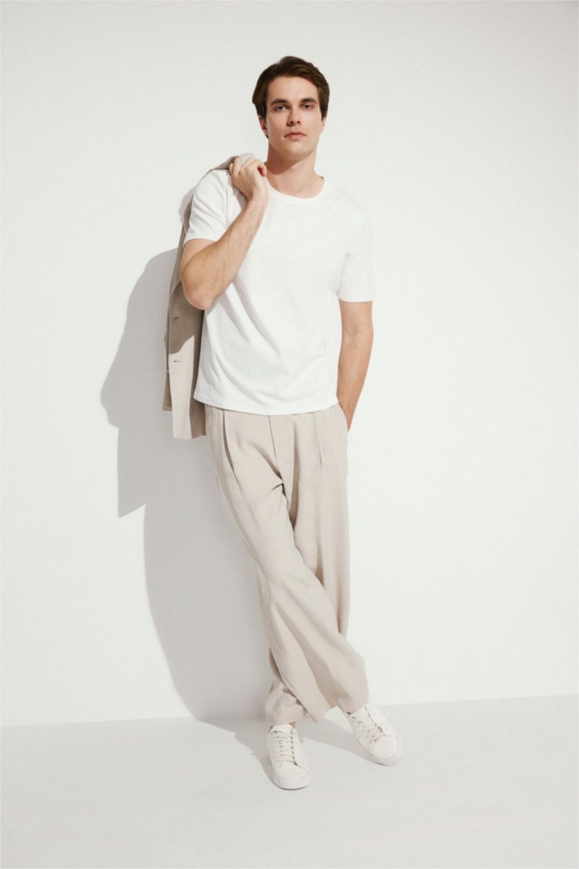 Men Stone Wide Leg Trousers