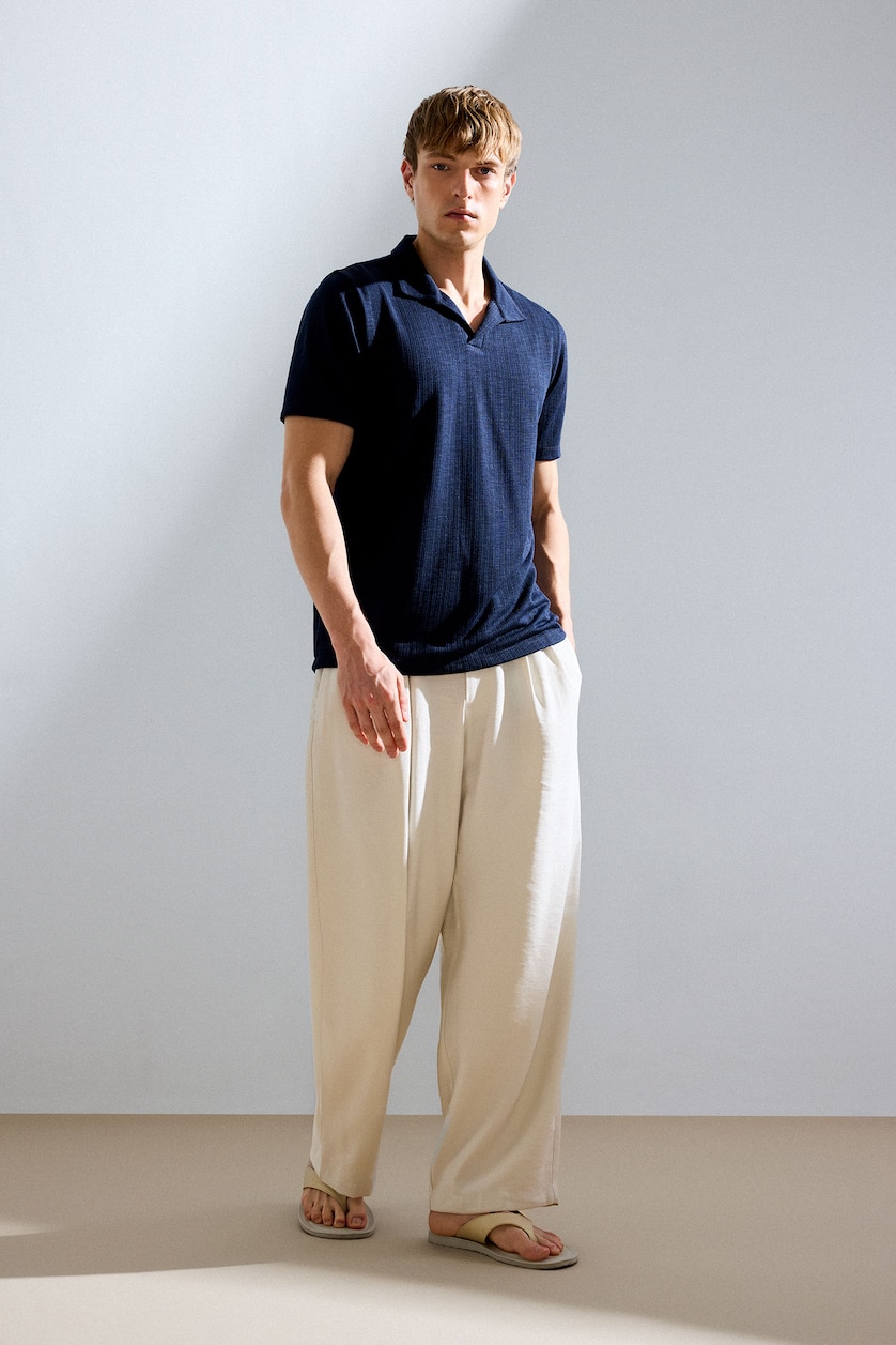 Men Ecru Wide Leg Trousers