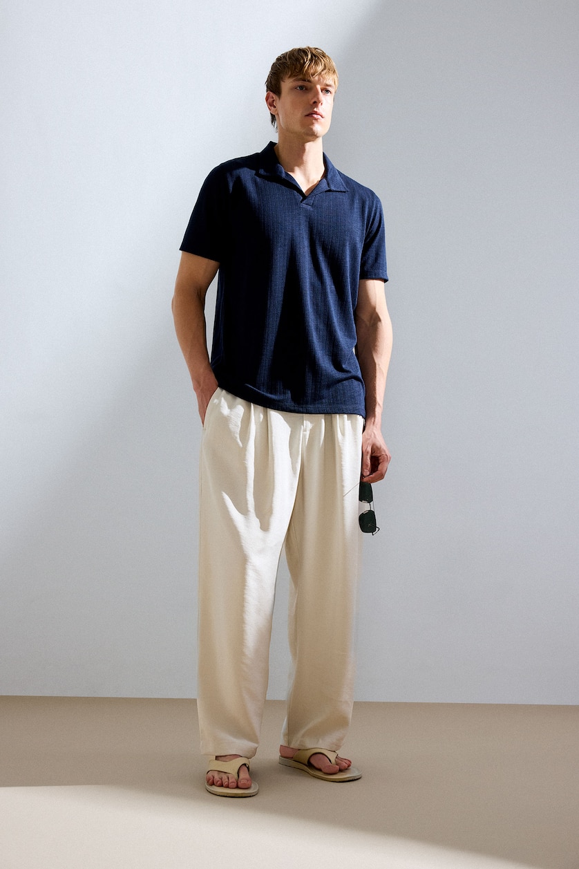 Men Ecru Wide Leg Trousers