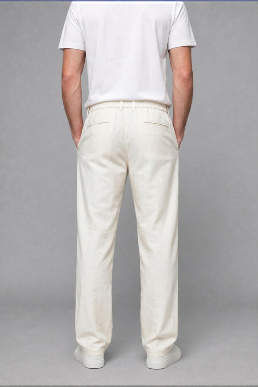 Man Ecru Wide Leg Trousers