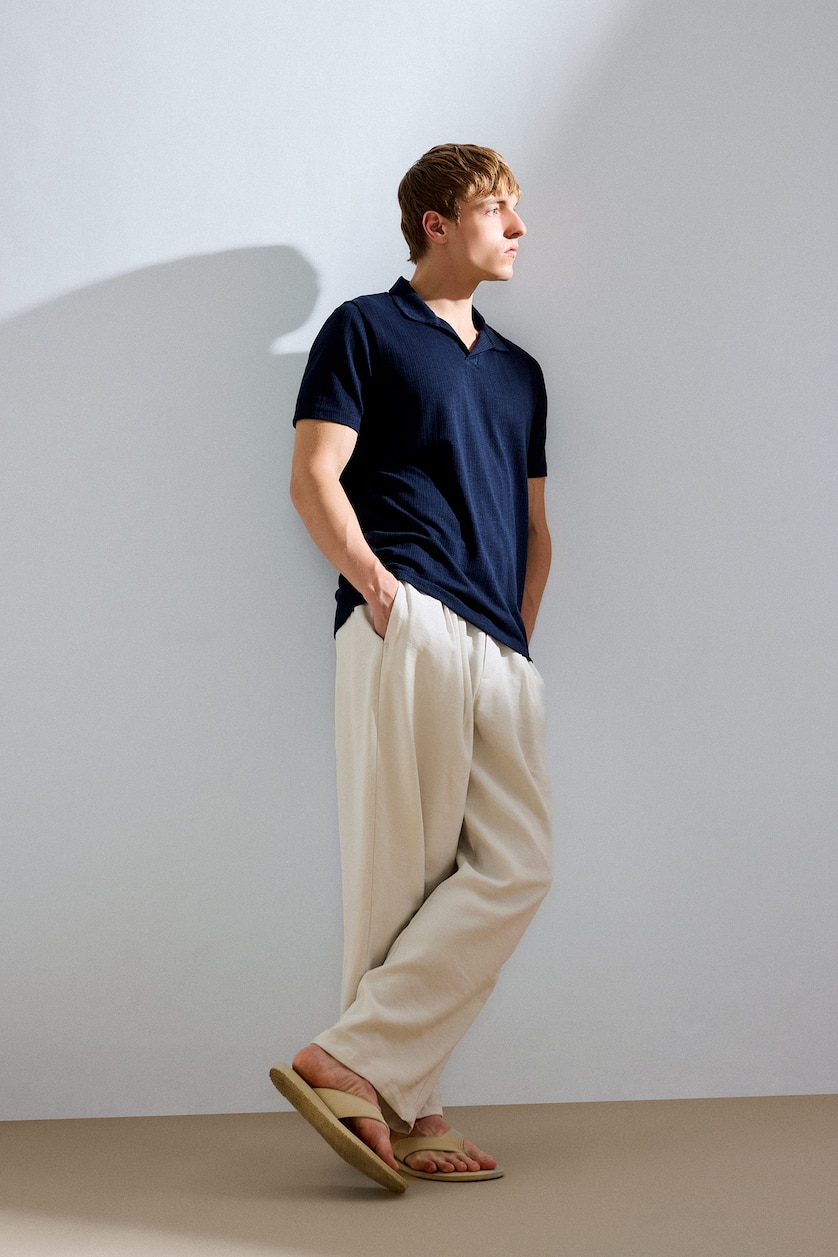 Men Ecru Wide Leg Trousers