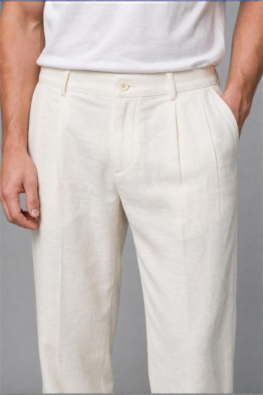 Man Ecru Wide Leg Trousers