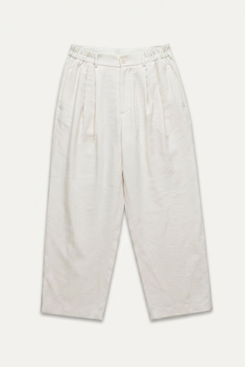 Man Ecru Wide Leg Trousers