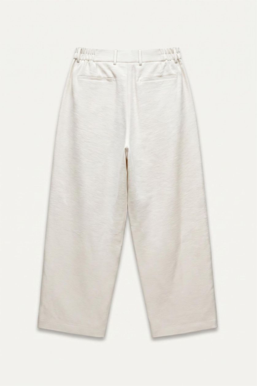 Man Ecru Wide Leg Trousers