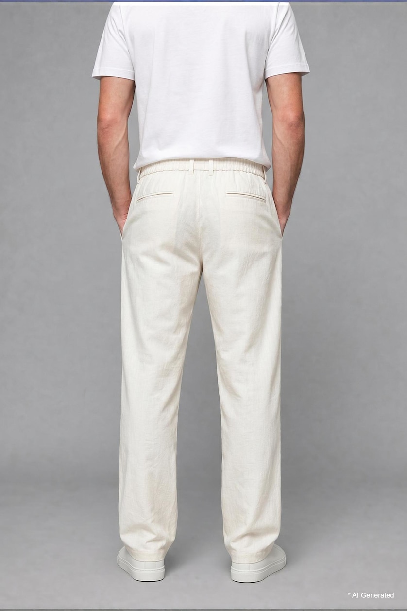 Men Ecru Wide Leg Trousers