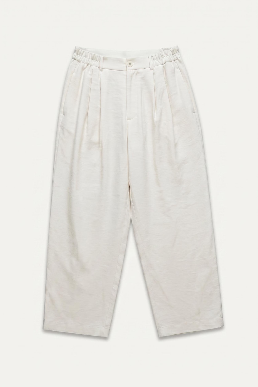 Men Ecru Wide Leg Trousers