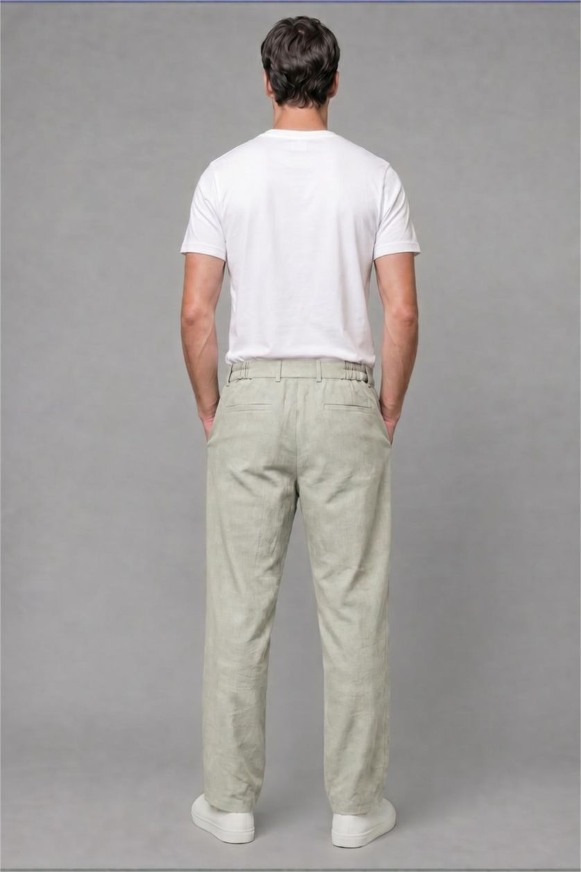 Men Khaki Wide Leg Trousers