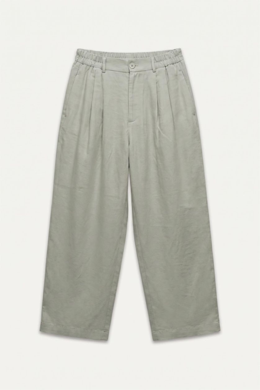 Men Khaki Wide Leg Trousers