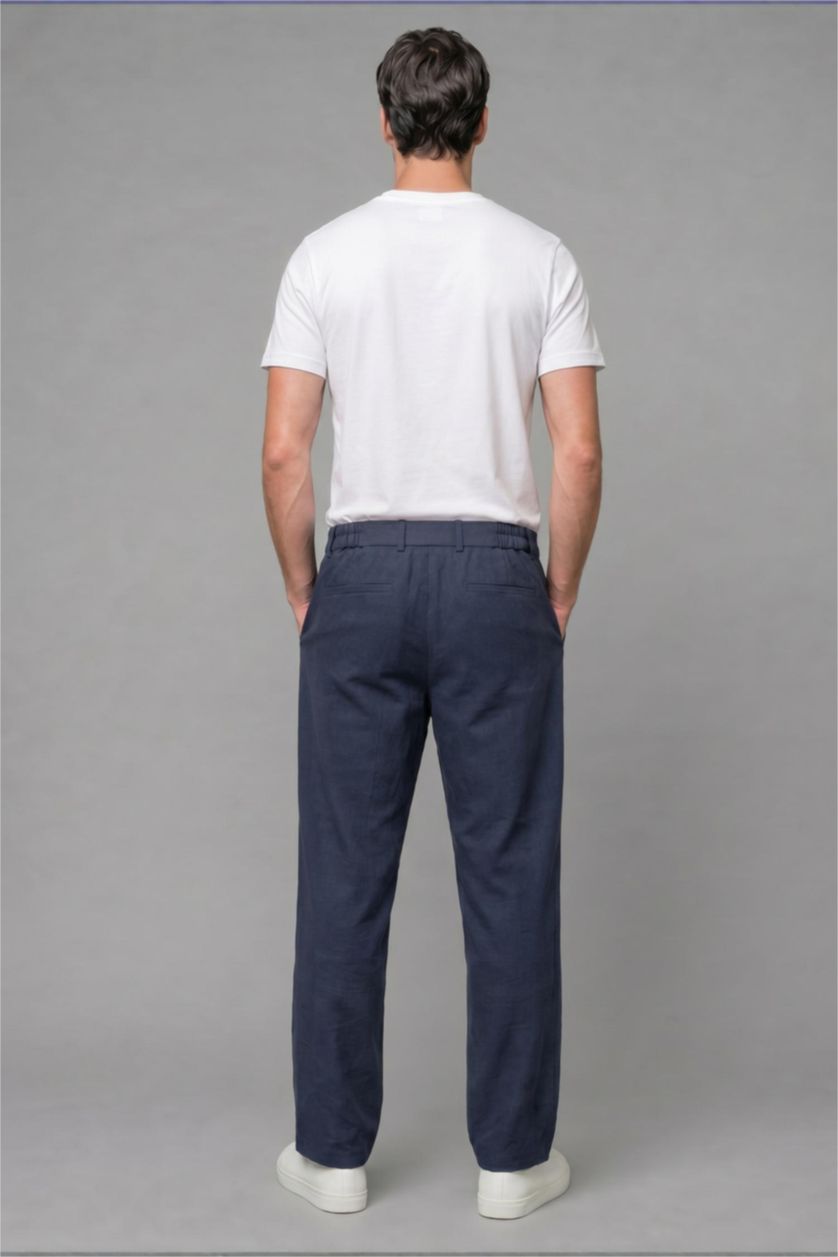 Erkek Lacivert Wide Leg Pantolon
