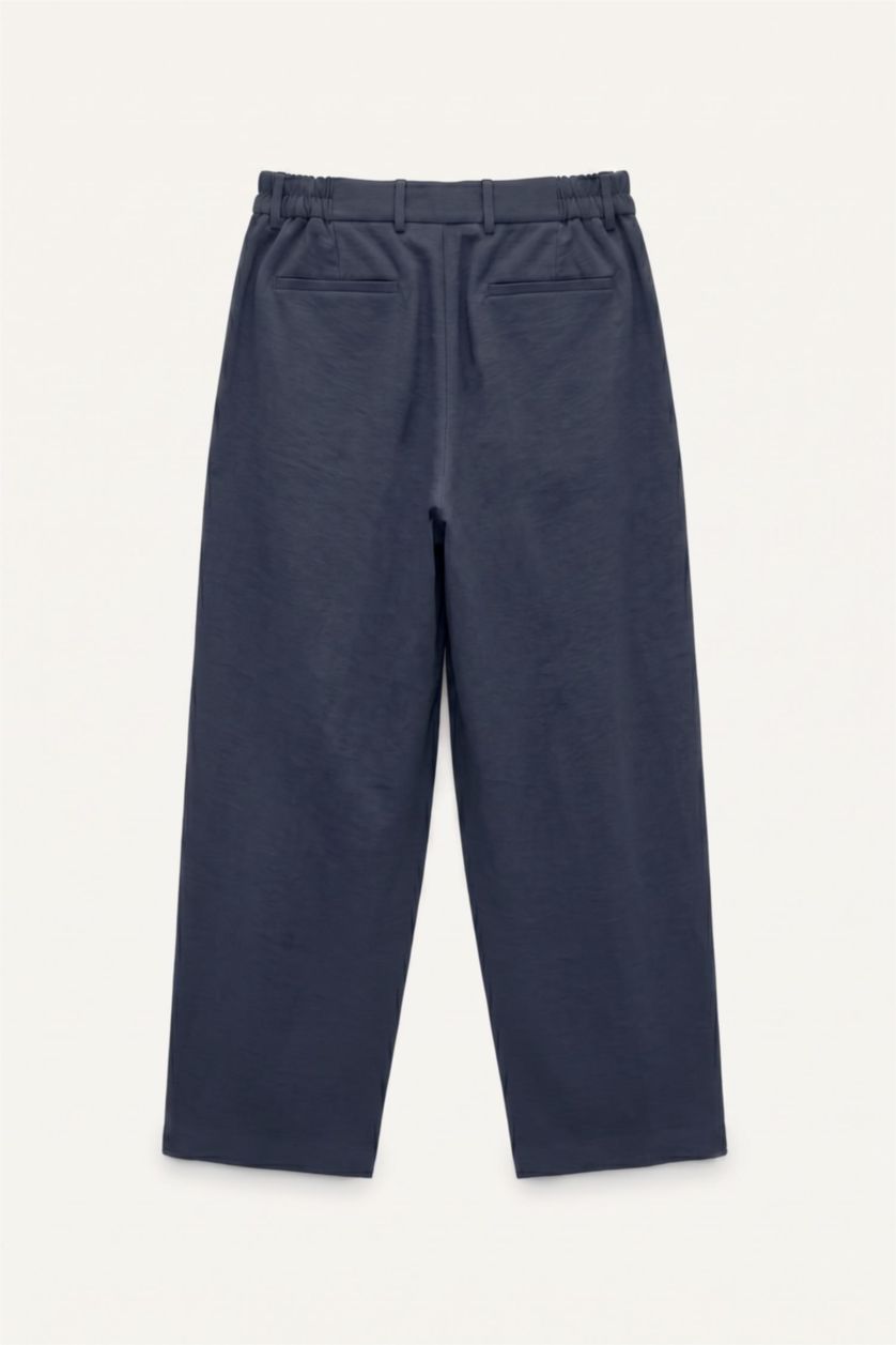 Erkek Lacivert Wide Leg Pantolon