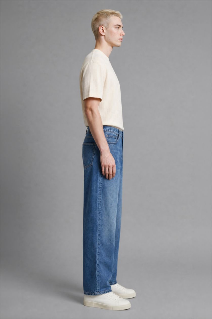 Erkek Koyu Mavi Baggy Fit Pantolon